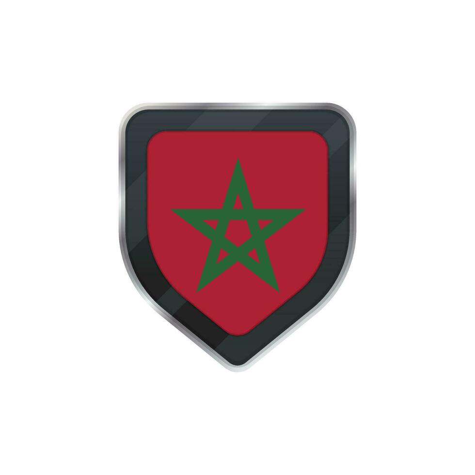 rouge et vert drapeau de Maroc dans bouclier. vecteur