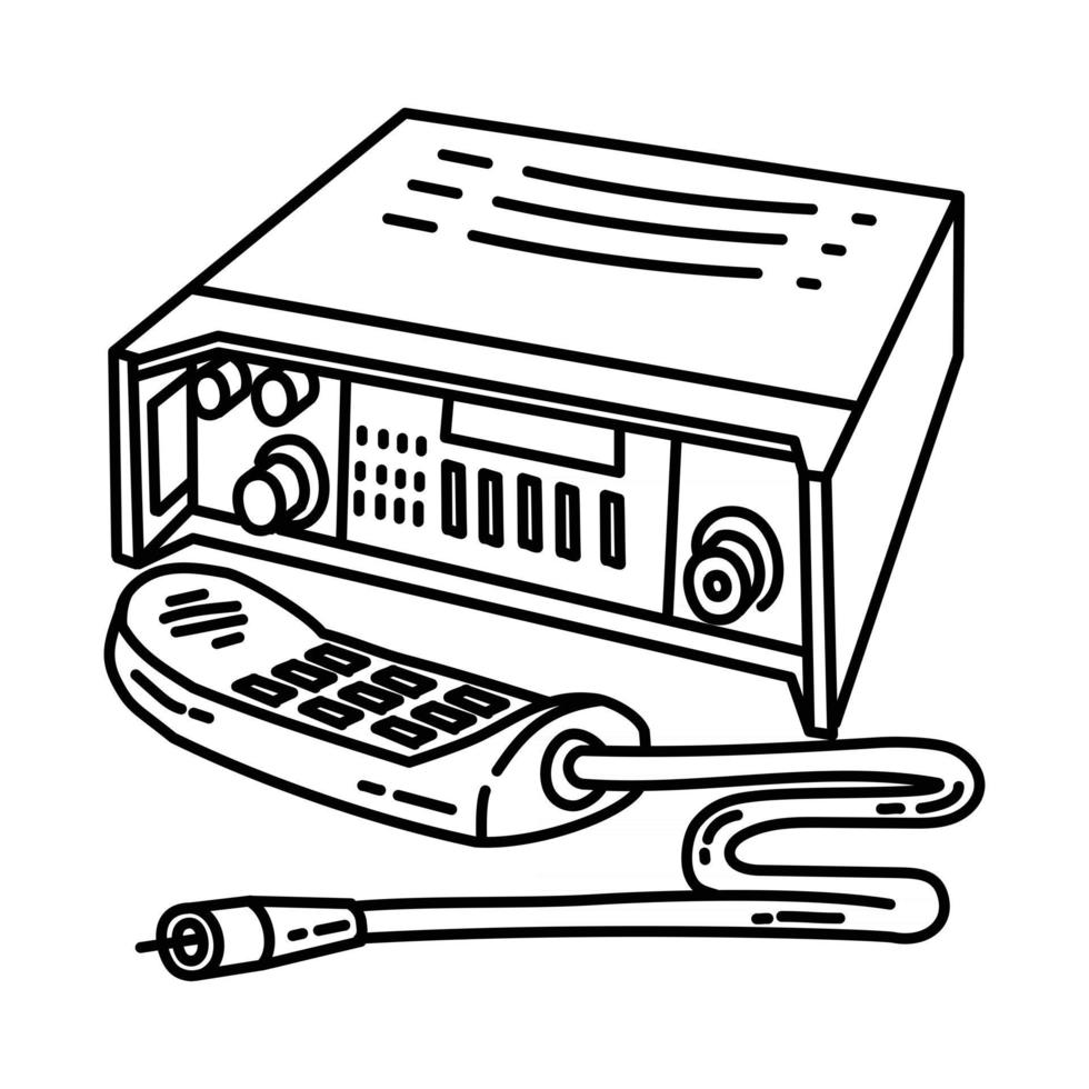 icône de radio militaire. doodle dessinés à la main ou style d'icône de contour vecteur