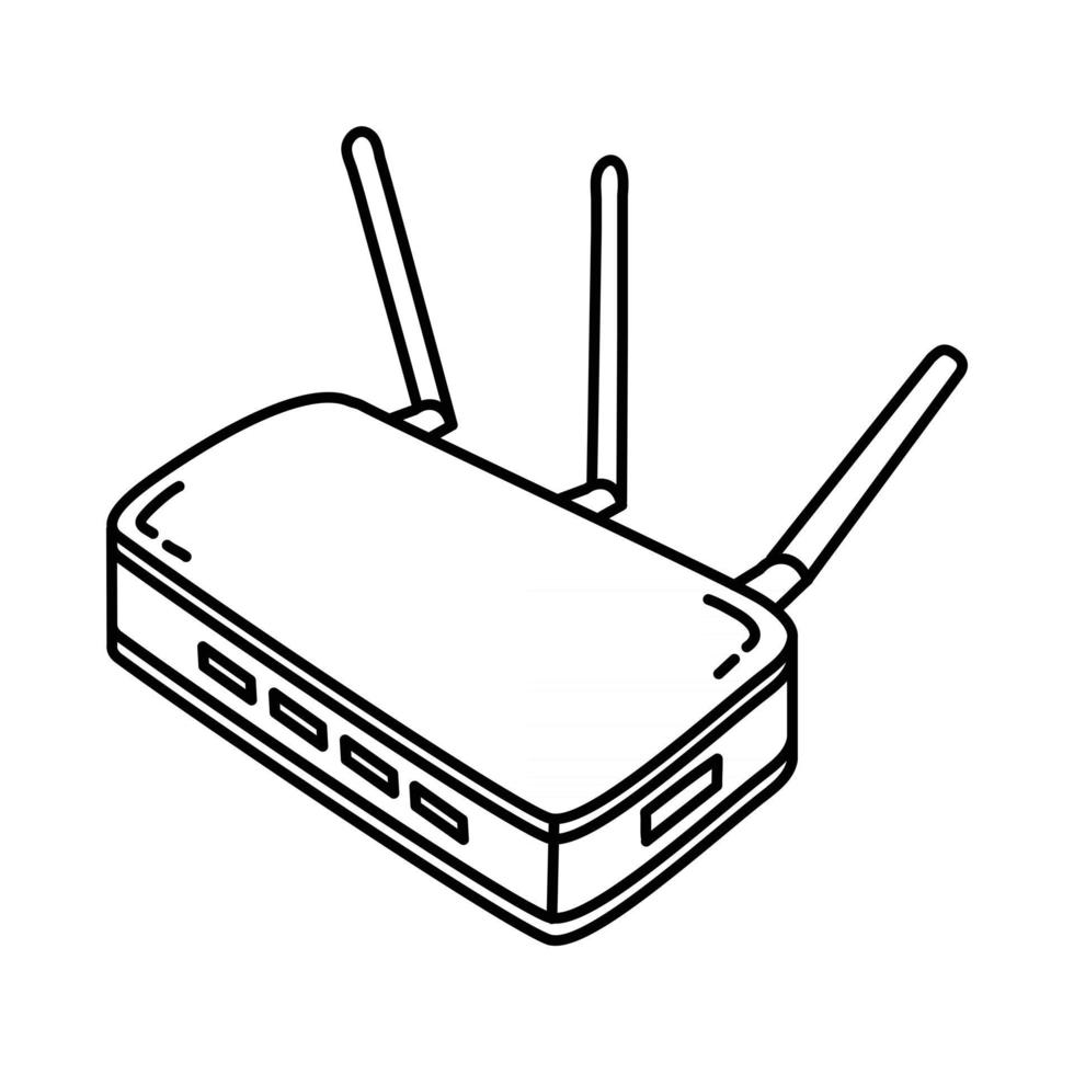 icône de modem. doodle dessinés à la main ou style d'icône de contour vecteur