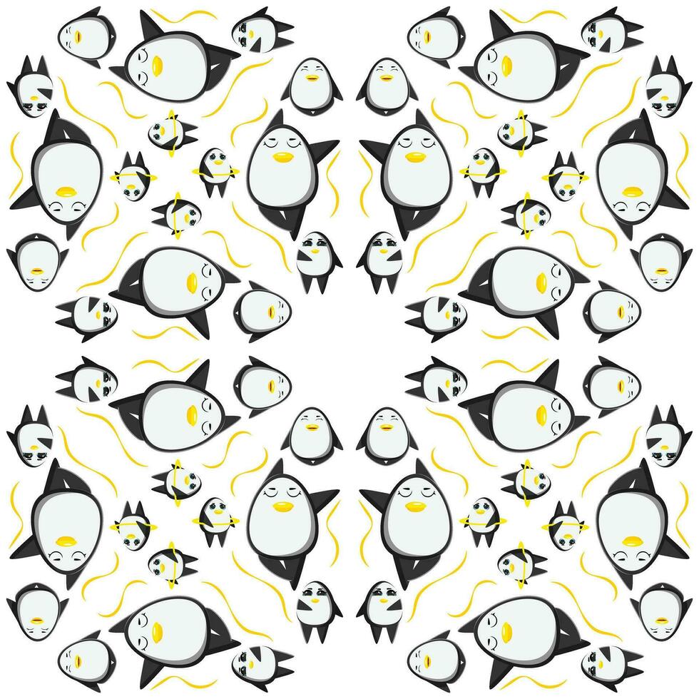 mignonne pingouins sans couture modèle. vecteur illustration dans dessin animé puéril style.