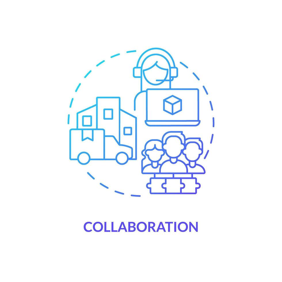 collaboration bleu pente concept icône. logistique industrie organisations. perturbation action plan abstrait idée mince ligne illustration. isolé contour dessin vecteur