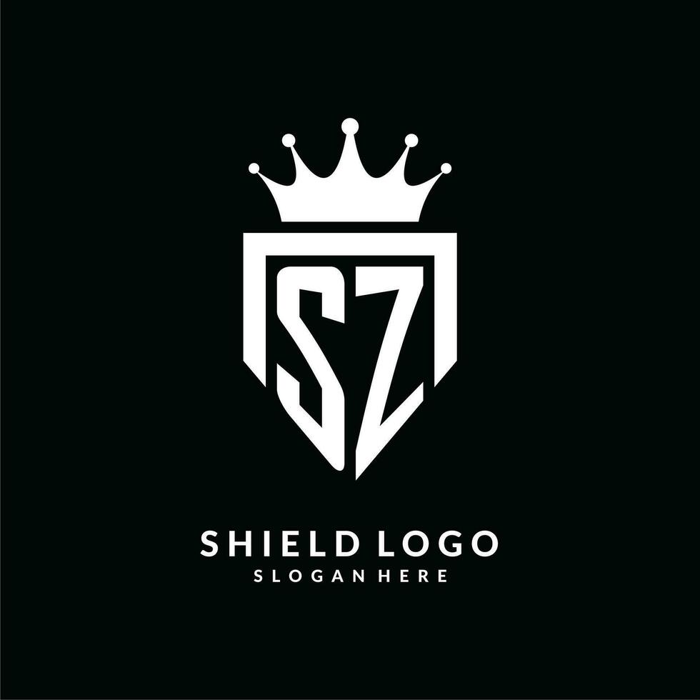 lettre sz logo monogramme emblème style avec couronne forme conception modèle vecteur