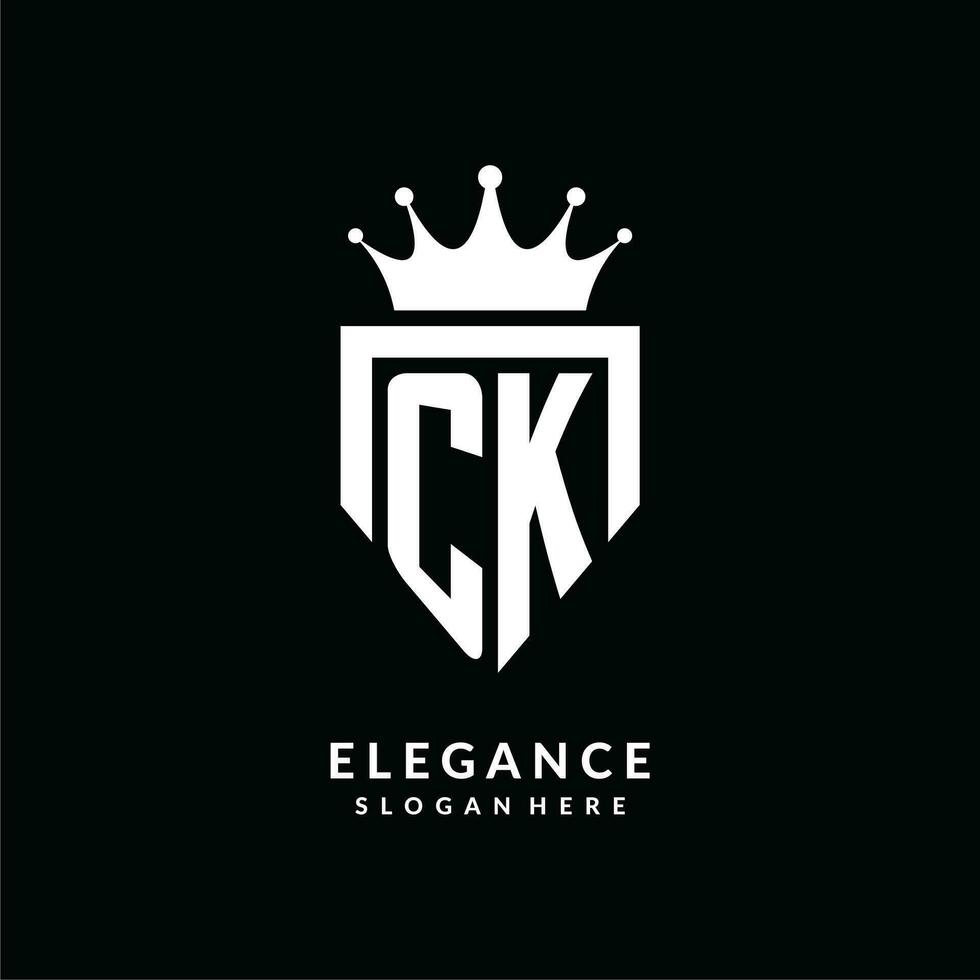 lettre ck logo monogramme emblème style avec couronne forme conception modèle vecteur