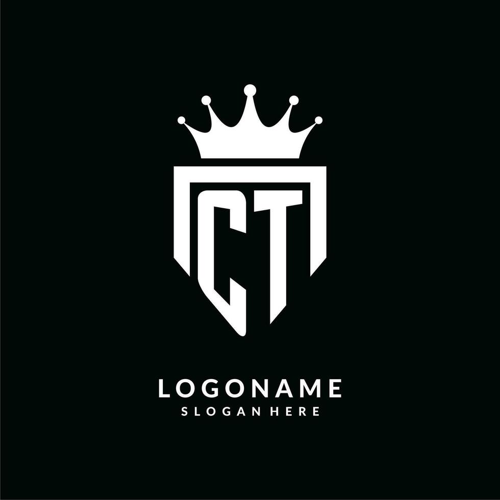 lettre ct logo monogramme emblème style avec couronne forme conception modèle vecteur