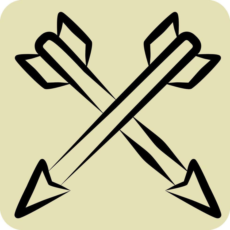 icône La Flèche. en relation à américain indigène symbole. main tiré style. Facile conception modifiable. Facile illustration vecteur