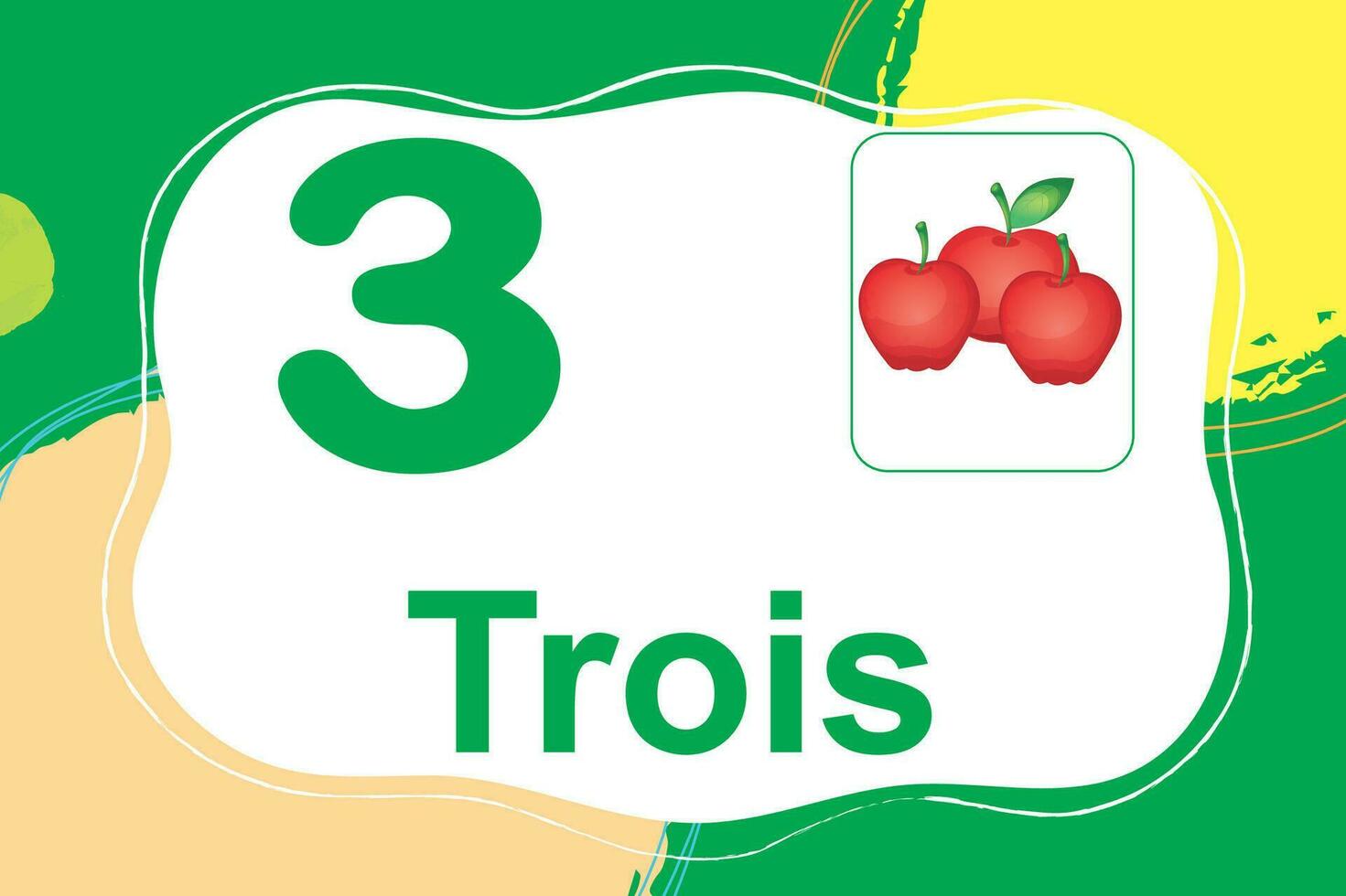 français Nombres coloré compte fruit 3 vecteur