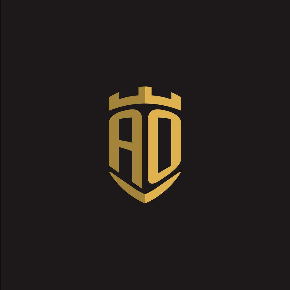 initiales ao logo monogramme avec bouclier style conception vecteur