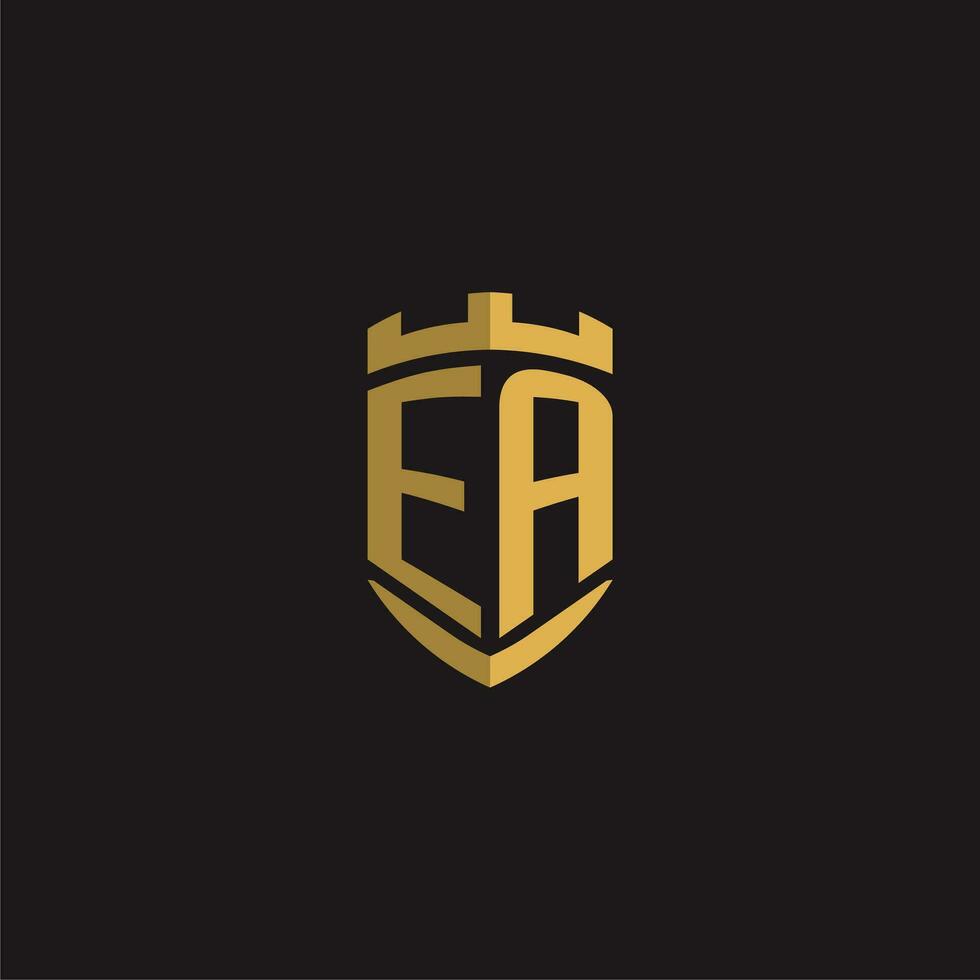 initiales ea logo monogramme avec bouclier style conception vecteur