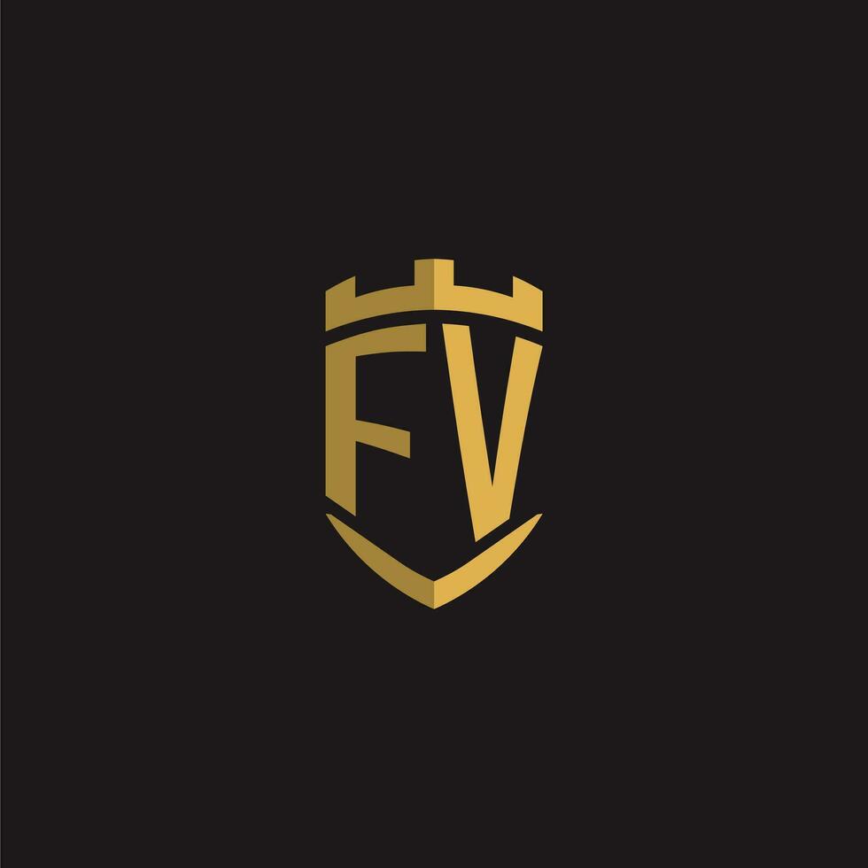 initiales fv logo monogramme avec bouclier style conception vecteur