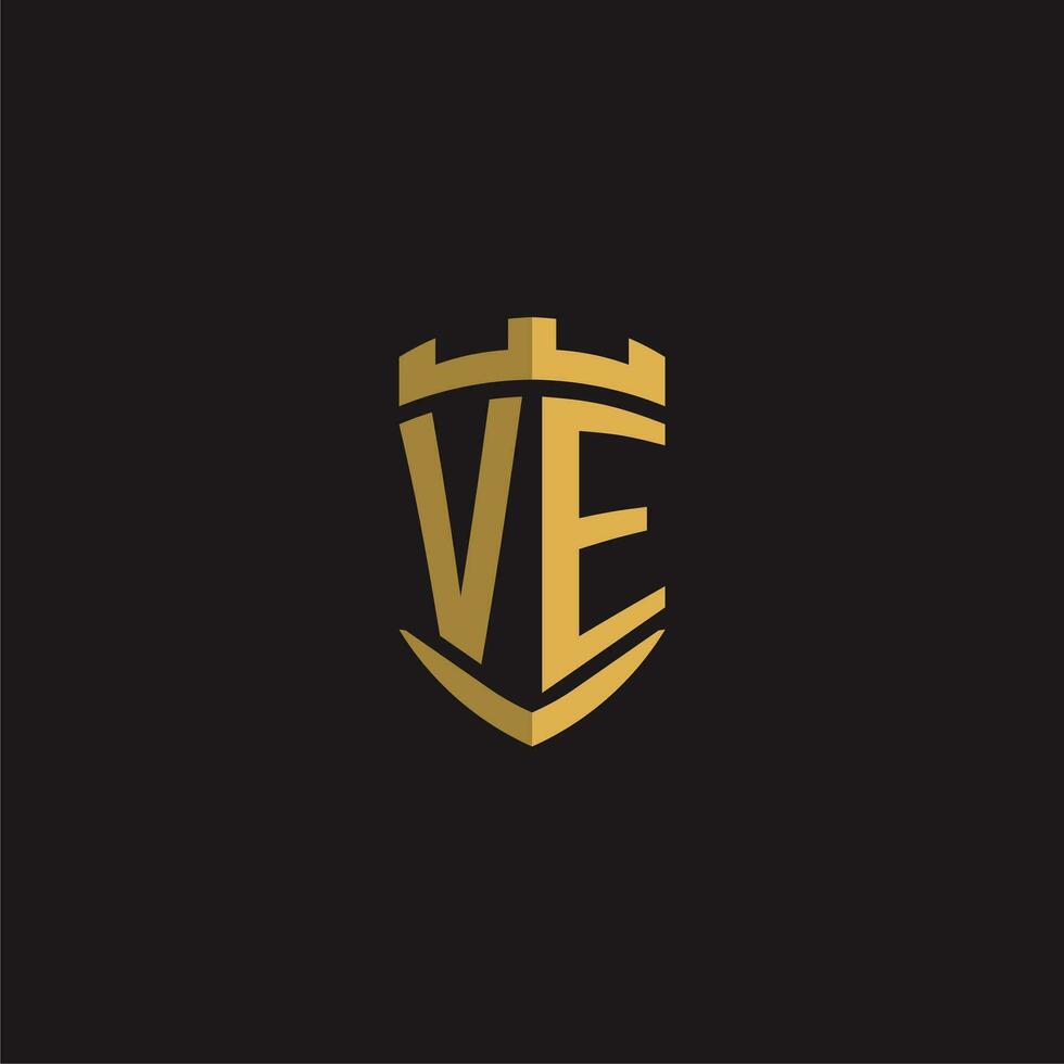 initiales ve logo monogramme avec bouclier style conception vecteur