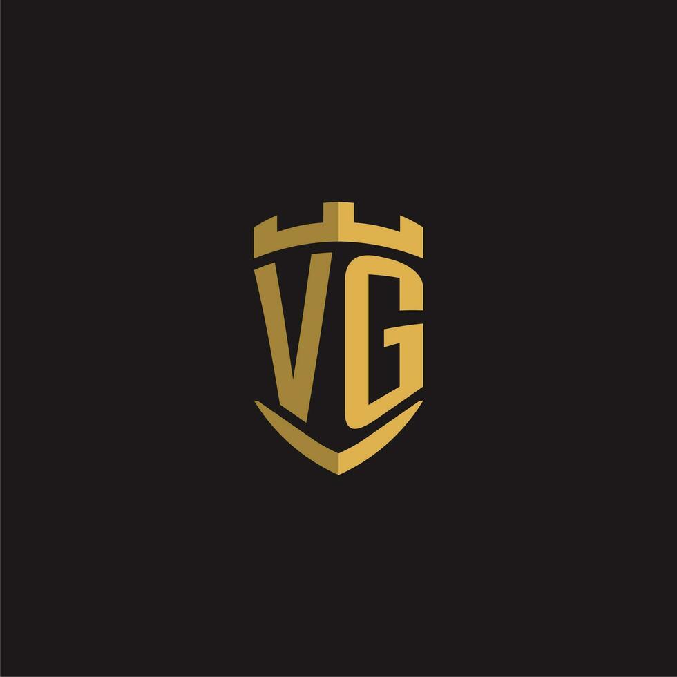 initiales vg logo monogramme avec bouclier style conception vecteur