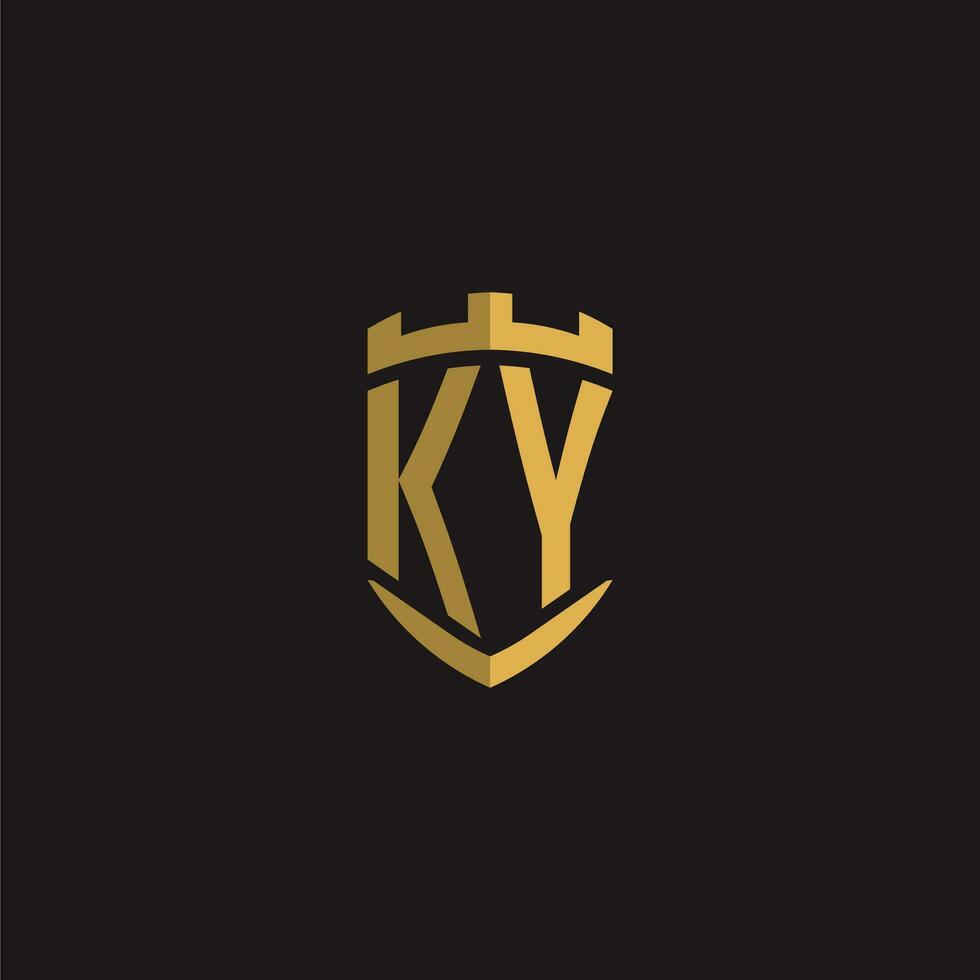 initiales ky logo monogramme avec bouclier style conception vecteur