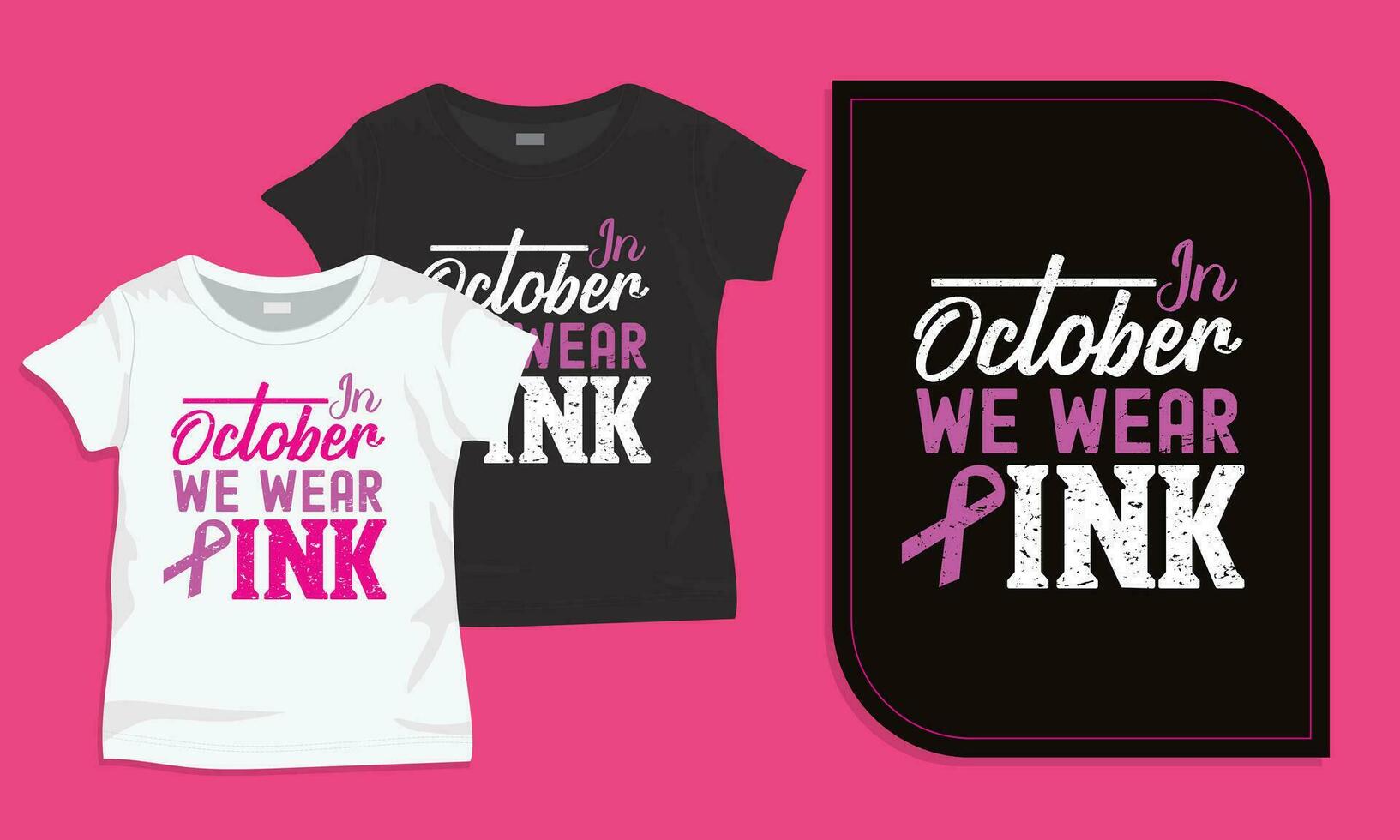 dans octobre nous porter rose typographie Sein cancer conscience T-shirt vecteur