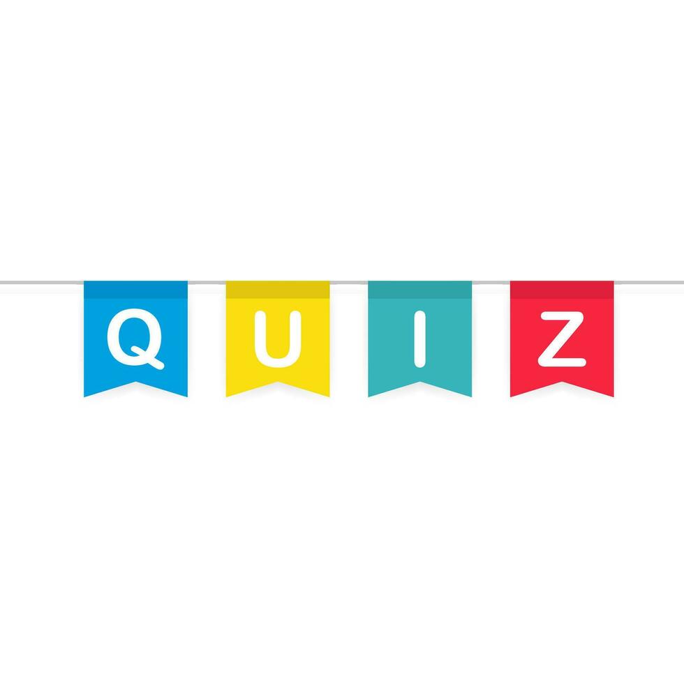 quiz bannière. question concours. coloré drapeau sur blanc Contexte. vecteur