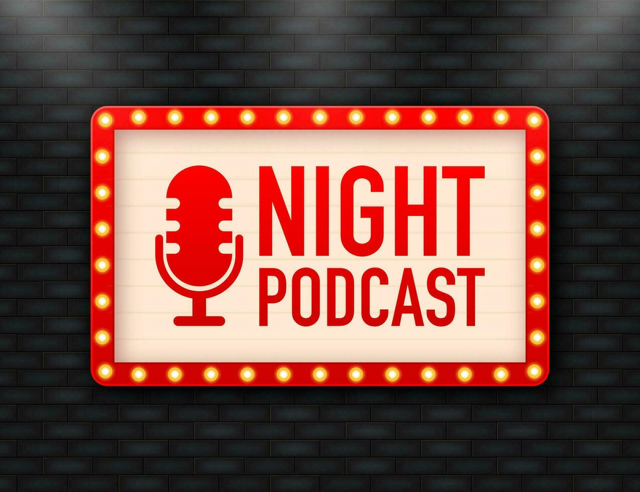 nuit podcast. badge, icône timbre logo vecteur illustration