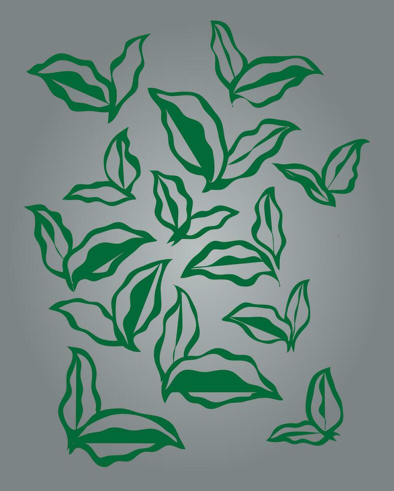 feuille et feuilles vecteur illustration pour Couper en dehors modèle