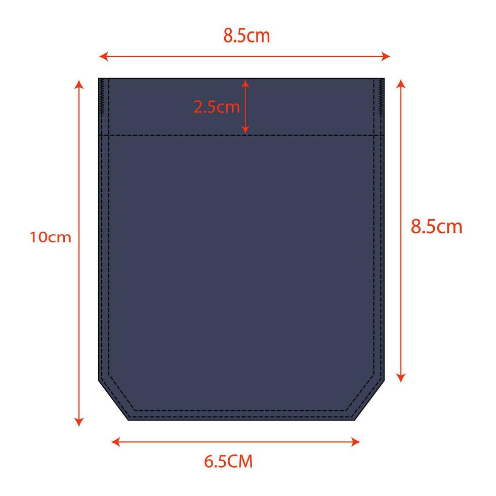 vêtements poche technique dessin plat esquisser vecteur illustration avec la mesure détails