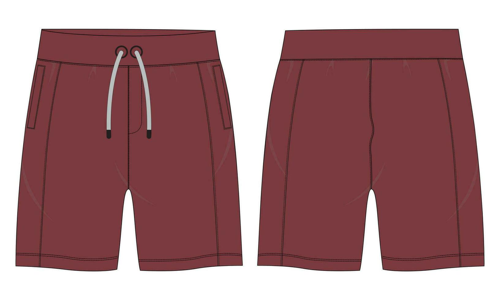 toison en tissu joggeur transpiration short un pantalon vecteur illustration modèle devant, retour vues