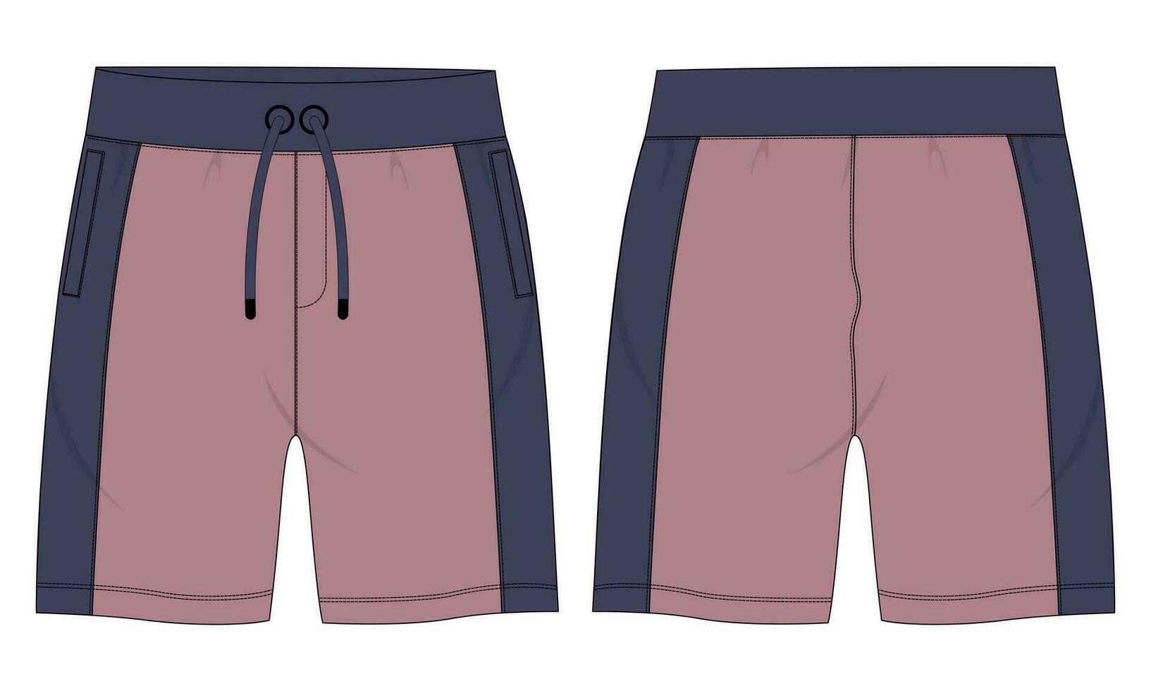 toison en tissu joggeur transpiration short un pantalon vecteur illustration modèle devant, retour vues