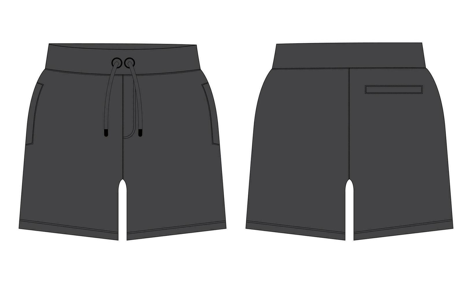 toison en tissu joggeur transpiration short un pantalon vecteur illustration modèle devant, retour vues