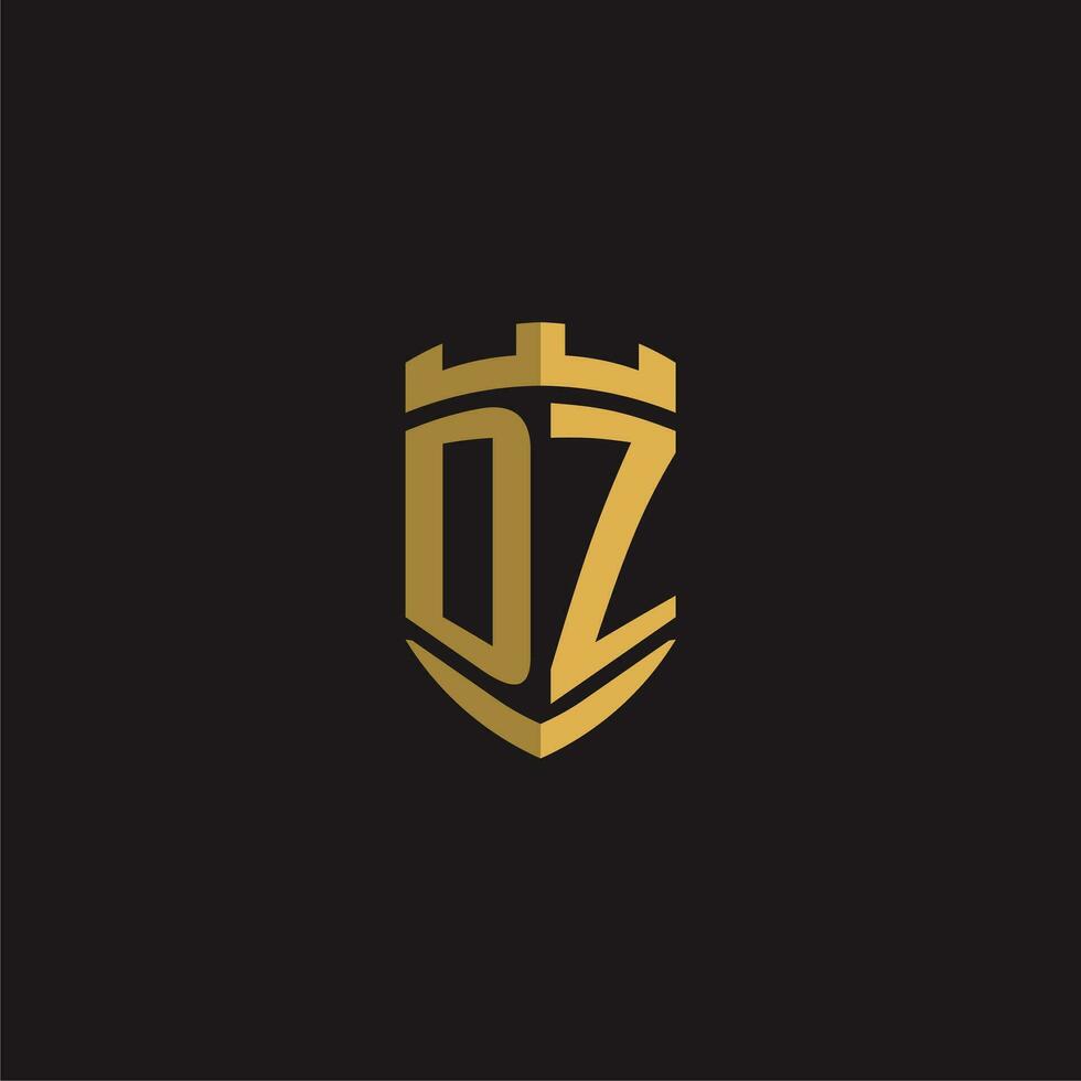 initiales dz logo monogramme avec bouclier style conception vecteur