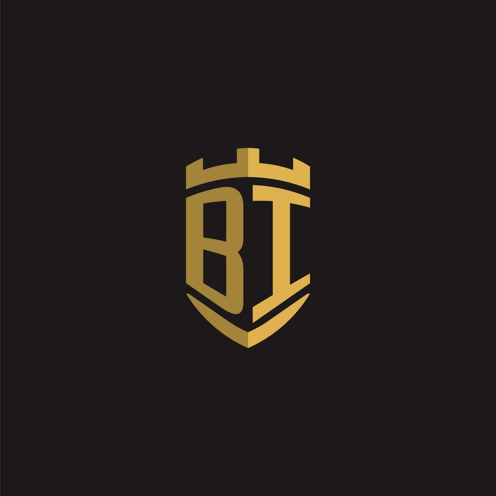 initiales bi logo monogramme avec bouclier style conception vecteur