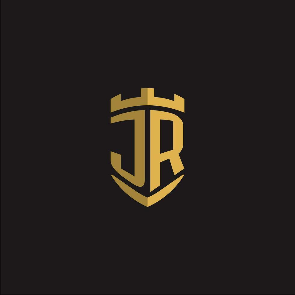 initiales jr logo monogramme avec bouclier style conception vecteur