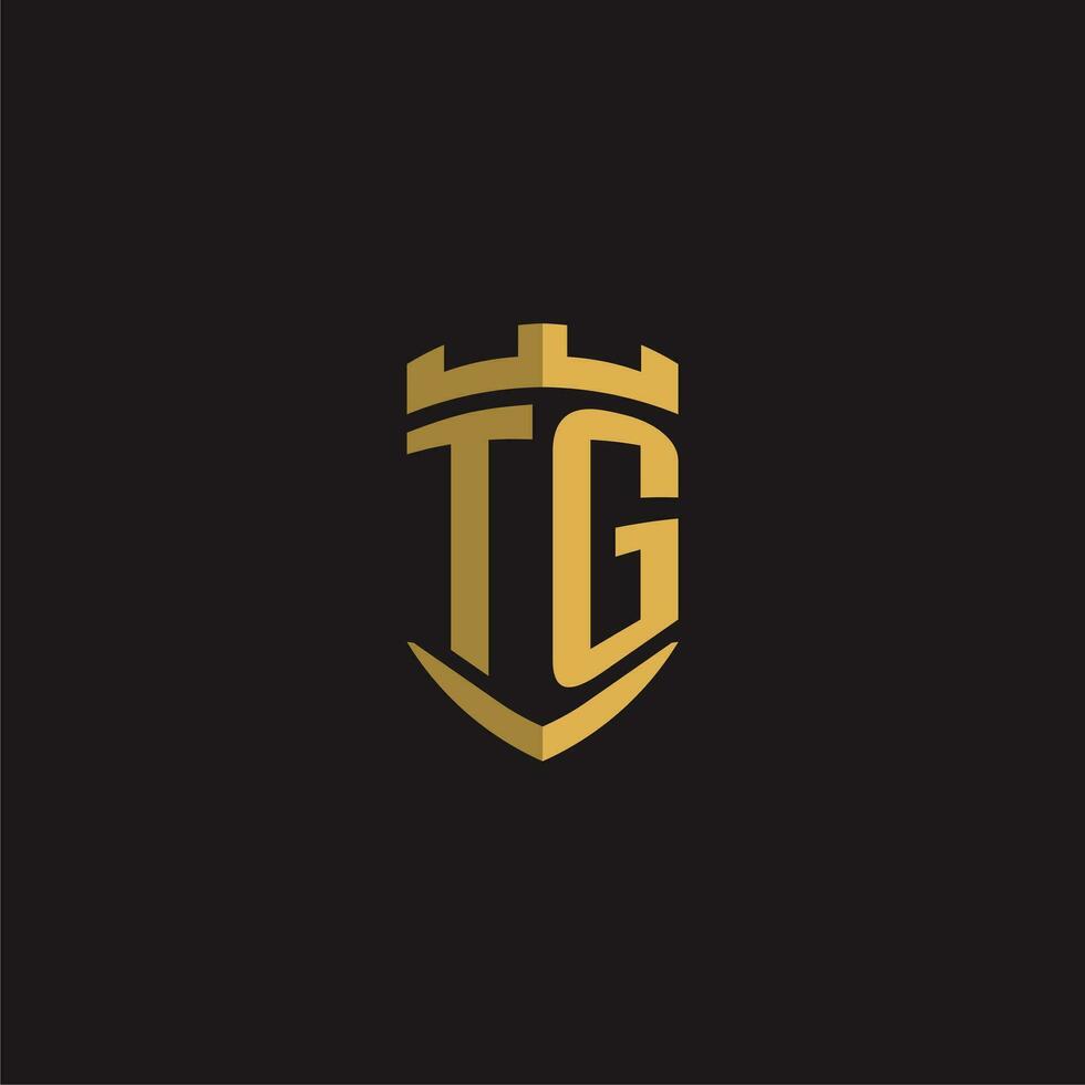 initiales tg logo monogramme avec bouclier style conception vecteur
