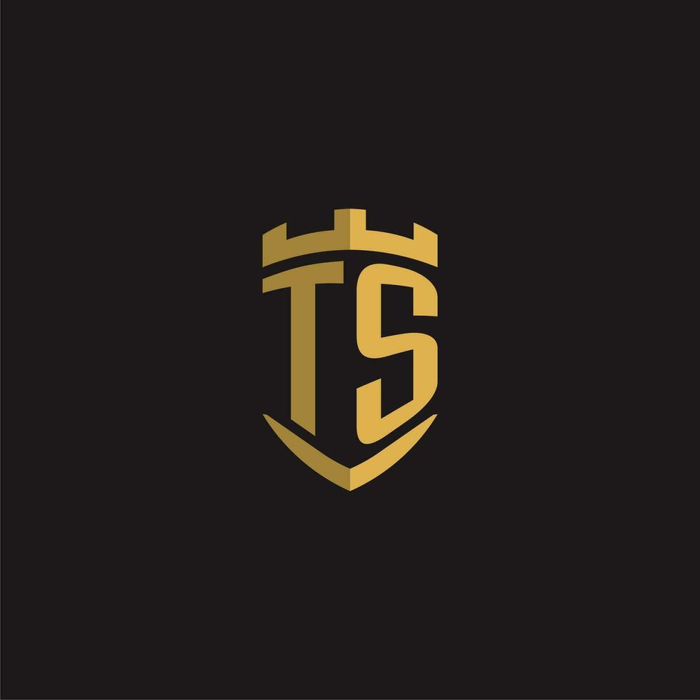 initiales ts logo monogramme avec bouclier style conception vecteur