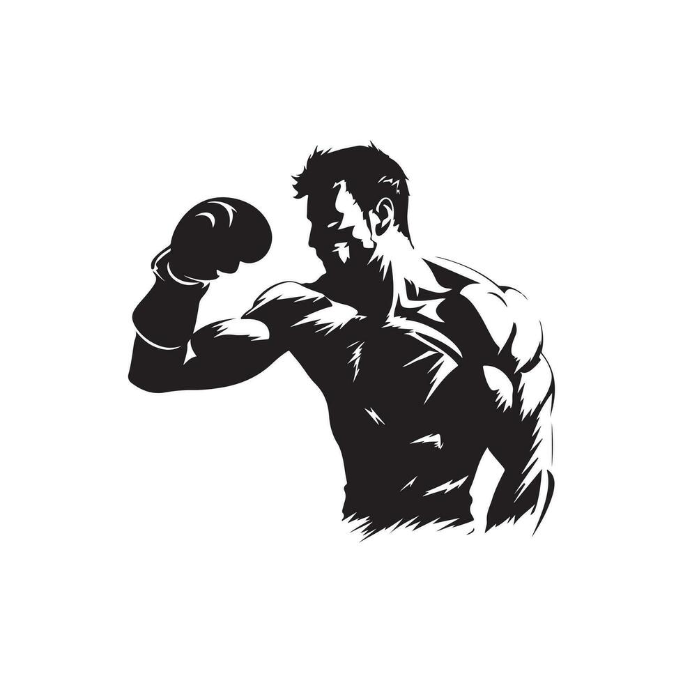 boxe combattant vecteur logo