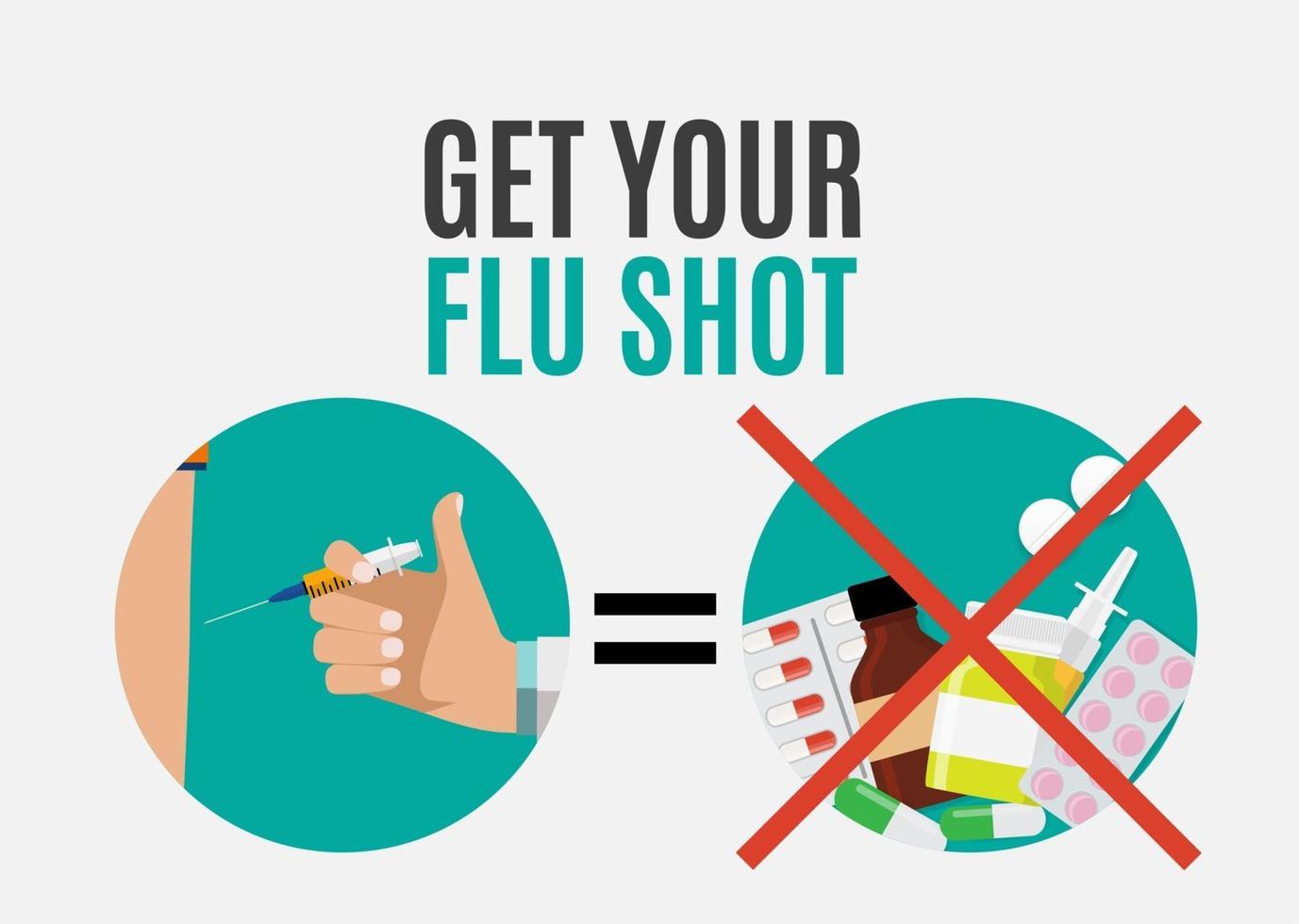 obtenez votre arrière-plan plat de concept de vaccination contre la grippe. illustration vectorielle vecteur