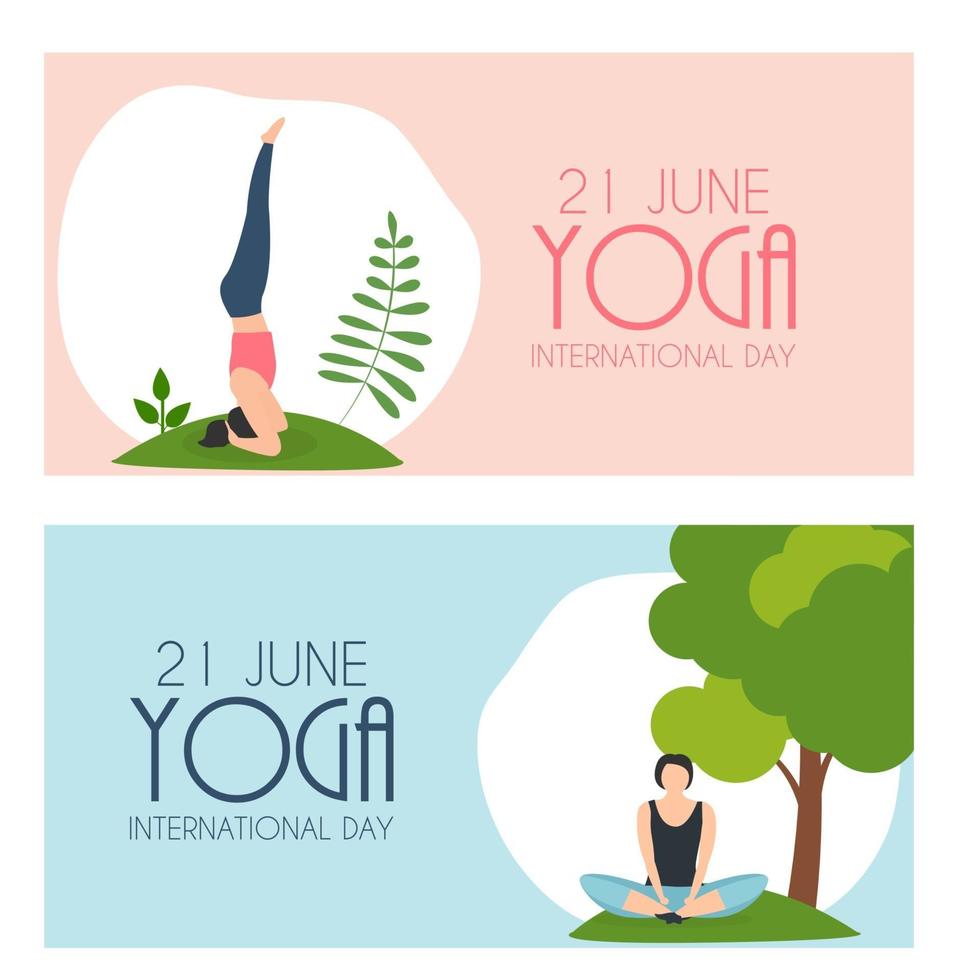 fond de la journée internationale du yoga 21 juin. illustration vectorielle vecteur