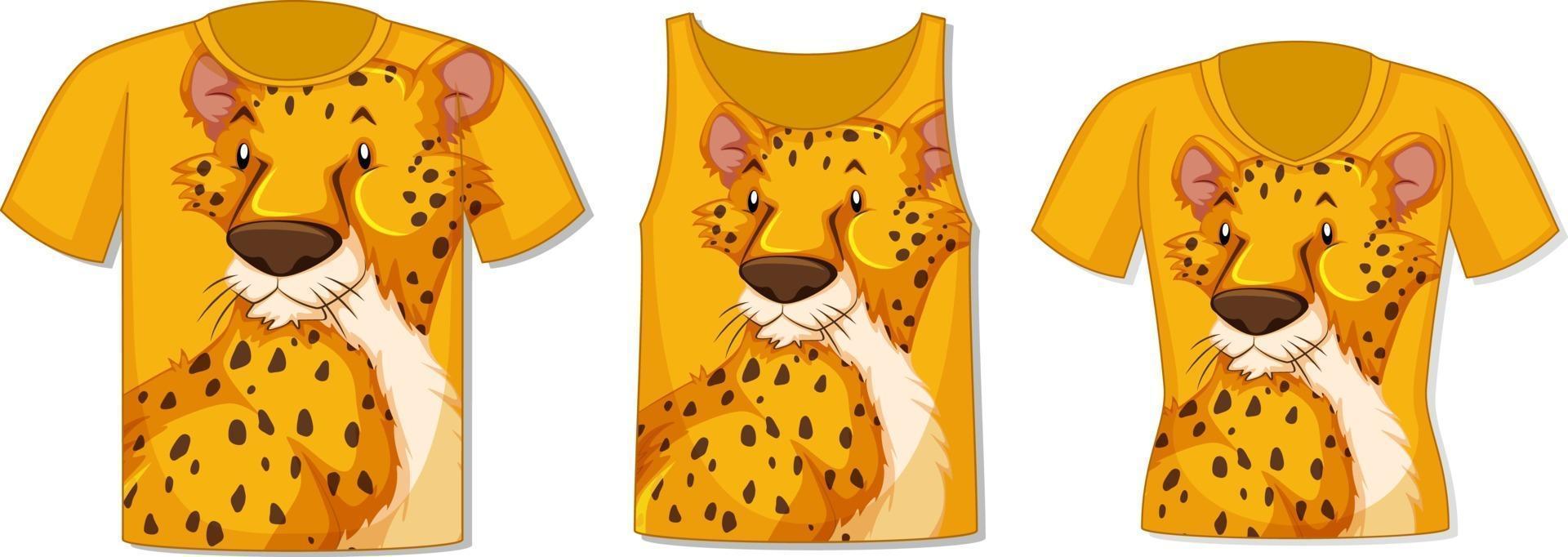 devant du t-shirt avec modèle léopard vecteur