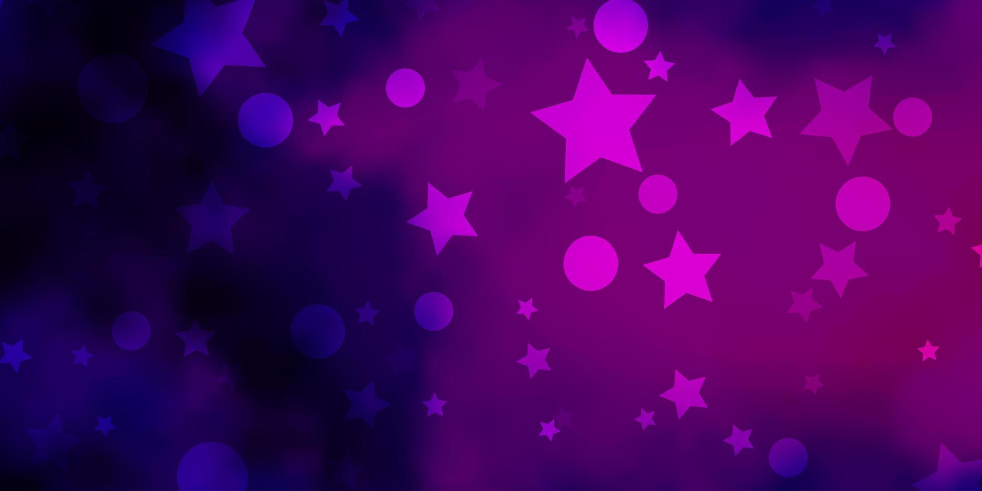 modèle vectoriel violet foncé avec des cercles, des étoiles. illustration abstraite de paillettes avec des gouttes colorées, des étoiles. texture pour stores, rideaux.