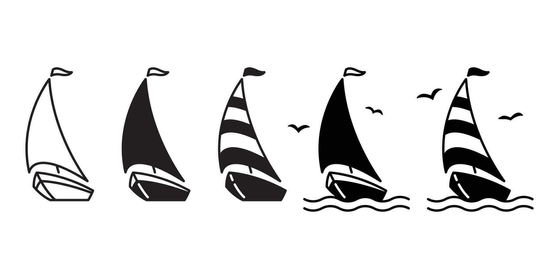 bateau vecteur navire icône logo pirate voilier yacht dessin animé ancre barre oiseau symbole nautique maritime illustration graphique griffonnage