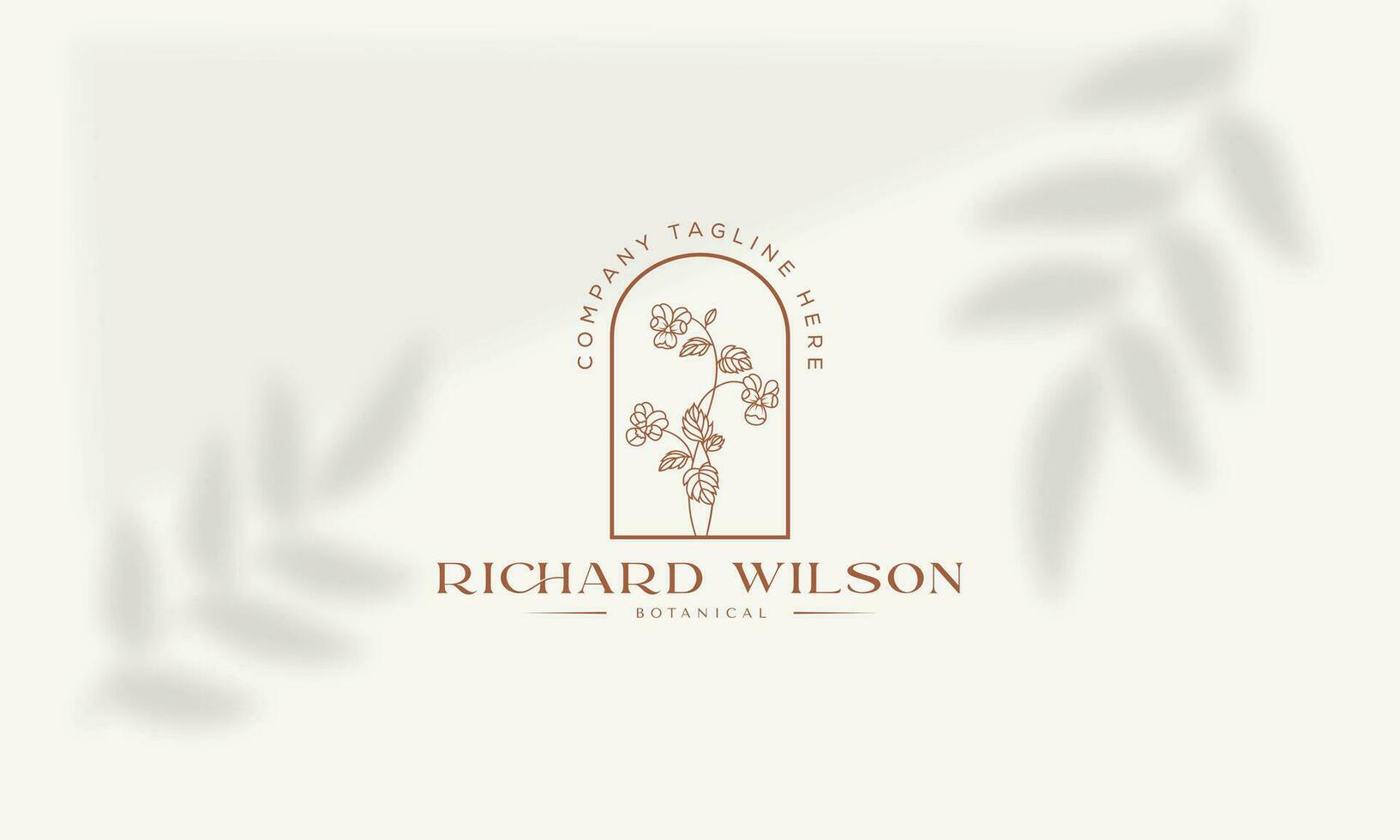 Richard wilson botanique floral élément vecteur branché main tiré logo avec sauvage fleur et feuilles