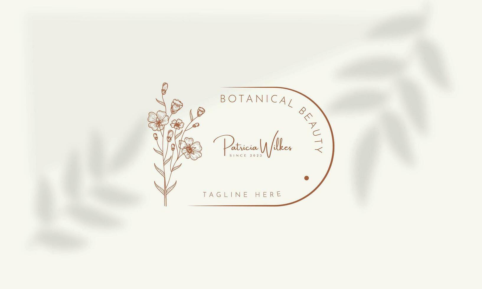 patricia wilkes botanique floral élément vecteur branché main tiré logo avec sauvage fleur et feuilles