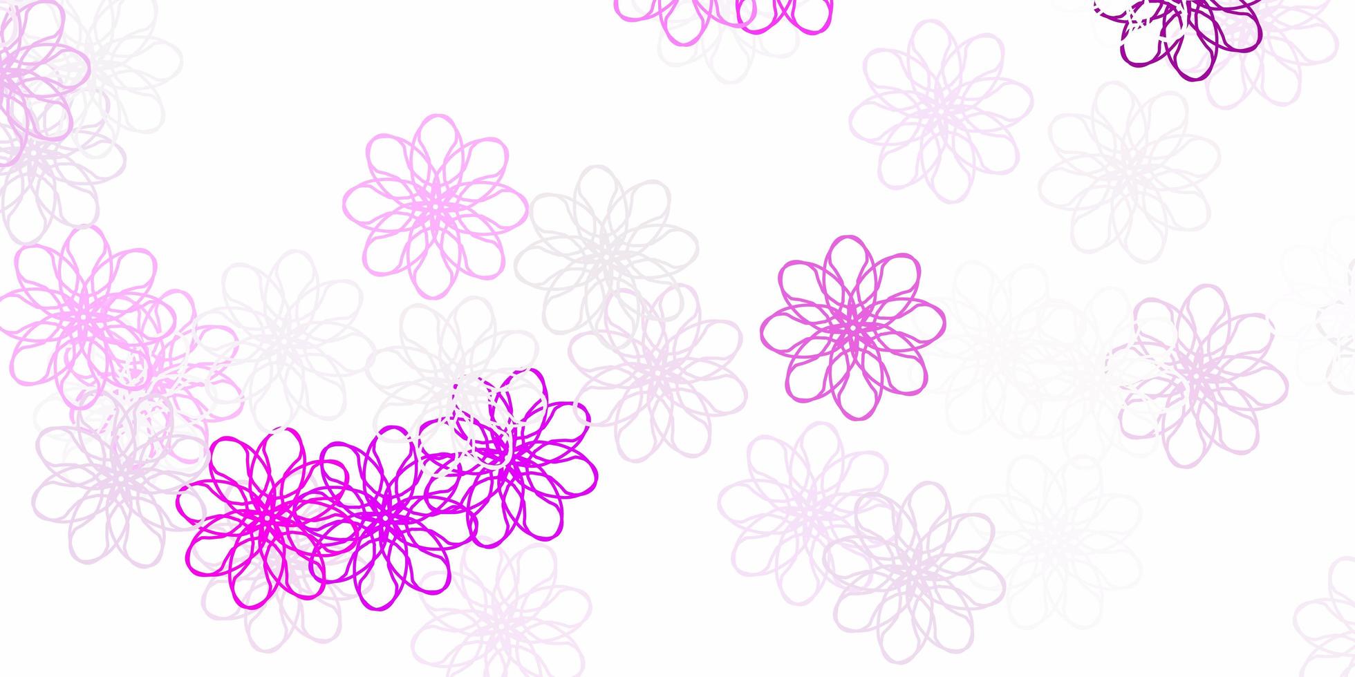 texture de doodle vecteur violet clair, rose avec des fleurs.