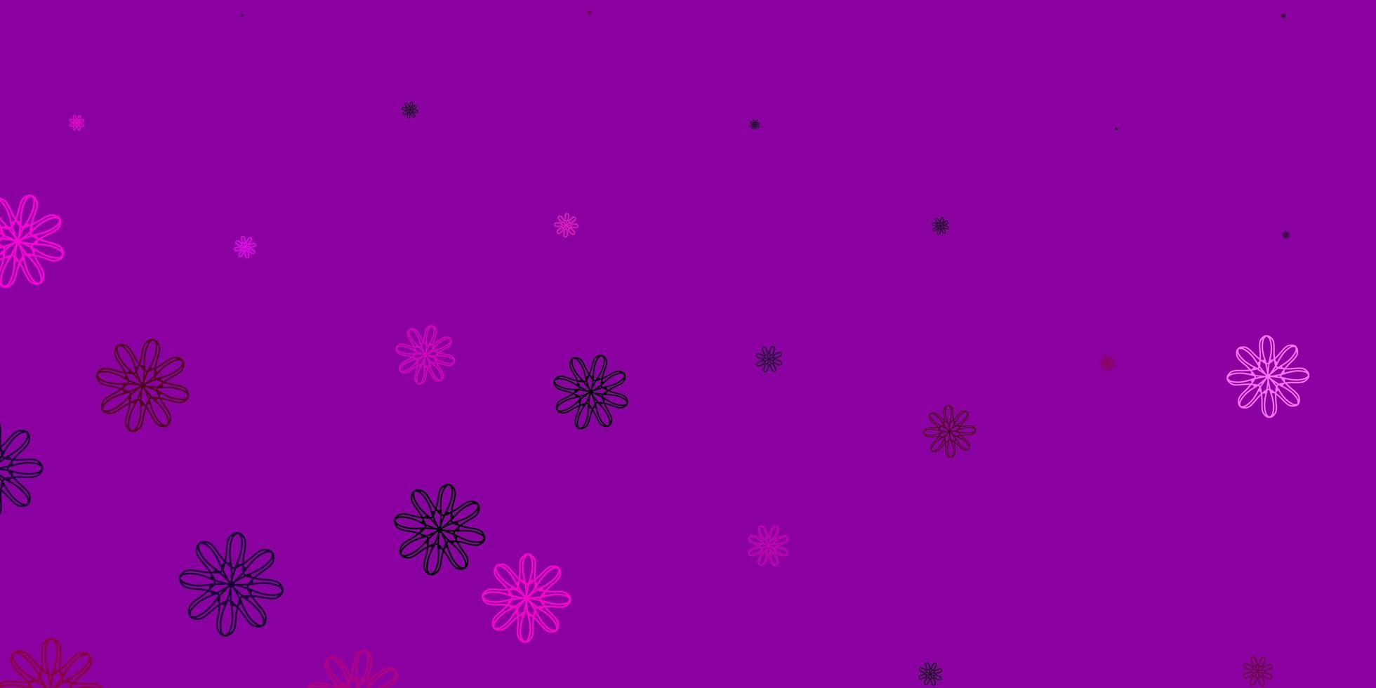 motif de doodle vecteur violet clair, rose avec des fleurs.