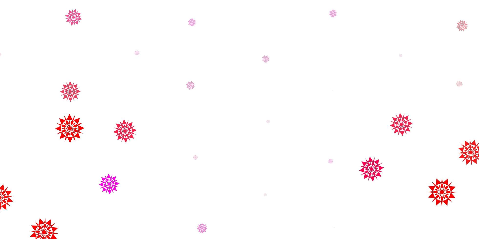 modèle vectoriel rouge clair avec des flocons de neige colorés.