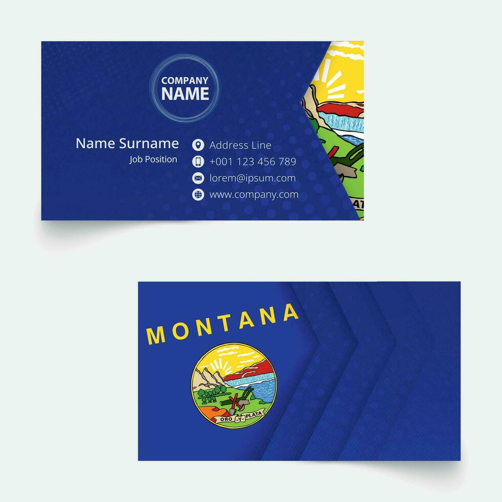 Montana drapeau affaires carte, la norme Taille 90x50 mm affaires carte modèle. vecteur