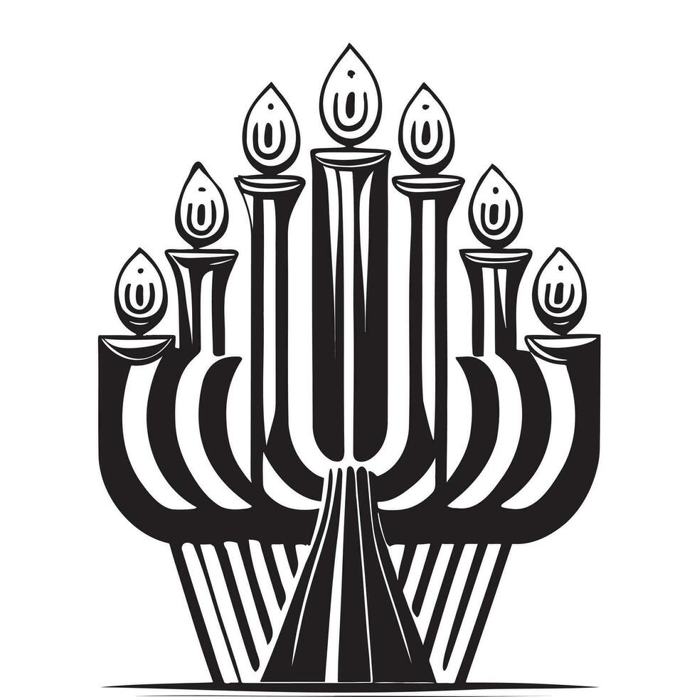 ancien menorah main tiré esquisser vecteur illustration religion