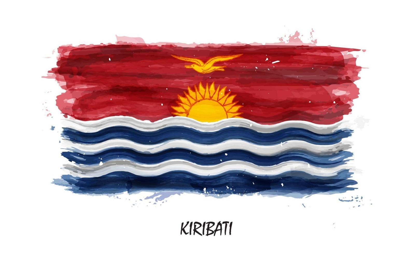 drapeau de peinture à l'aquarelle réaliste de kiribati. vecteur. vecteur