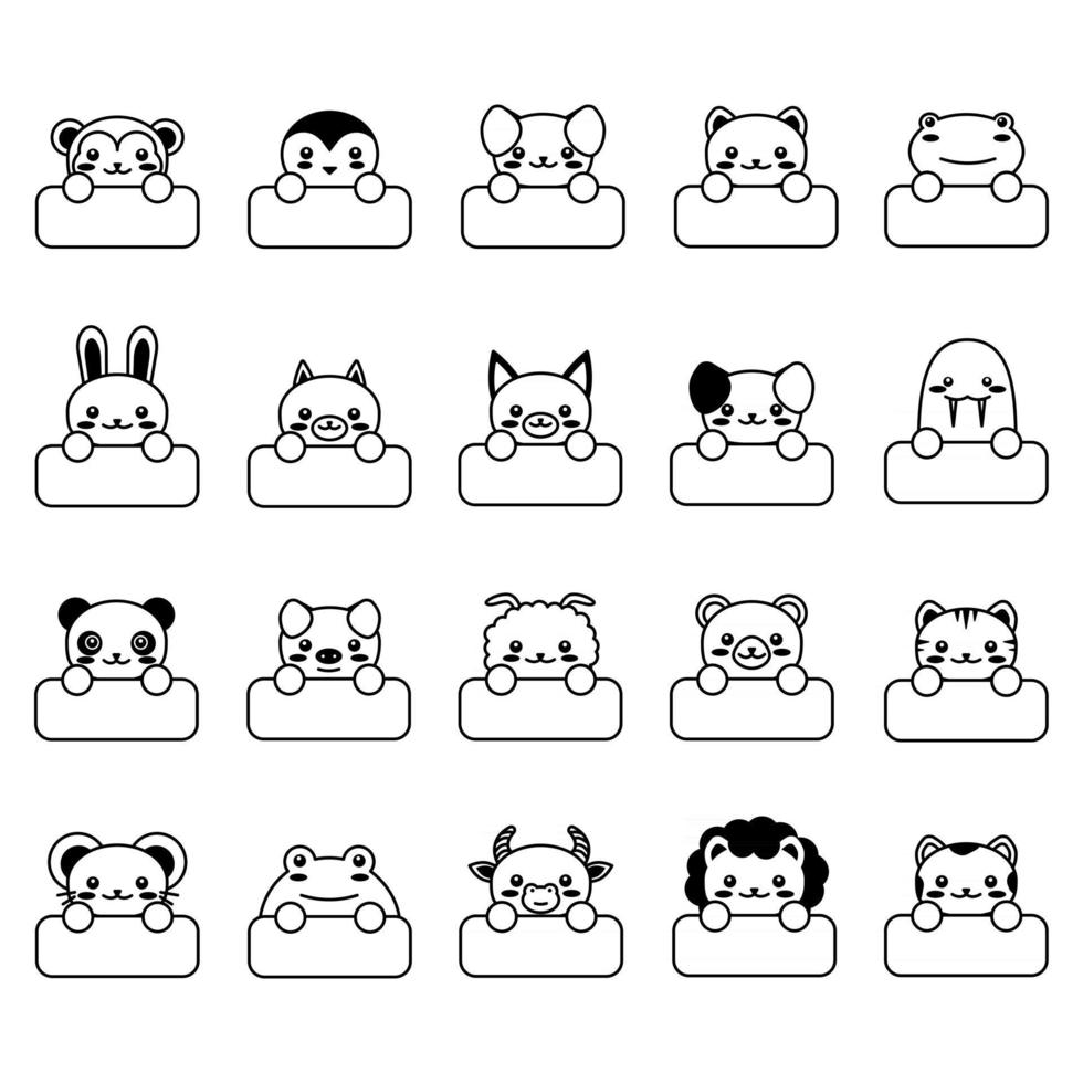 Émoticône De Kawaii Pour Animaux De Compagnie Noir Et Blanc Clip Art Libres  De Droits, Svg, Vecteurs Et Illustration. Image 78973969