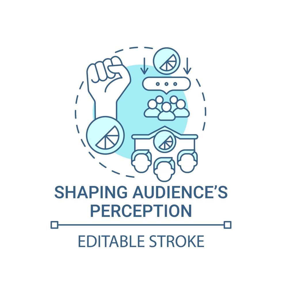 façonner l'icône du concept de perception du public. illustration de ligne mince d'idée abstraite d'avantage de marque forte. présence engagée sur les réseaux sociaux. dessin de couleur de contour isolé de vecteur. trait modifiable vecteur