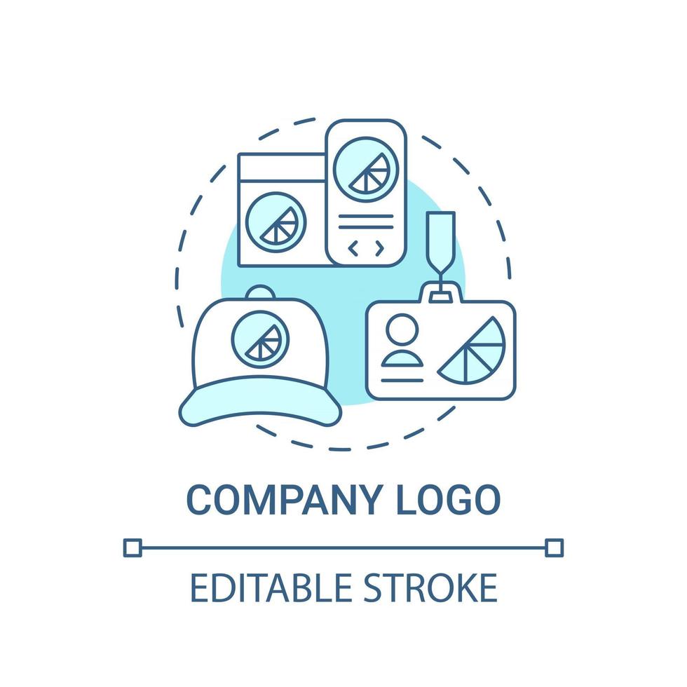 icône de concept de logo d'entreprise. illustration de ligne mince d'idée abstraite de marque d'entreprise. représentation visuelle de l'entreprise. obtenir la reconnaissance de la marque. dessin de couleur de contour isolé de vecteur. trait modifiable vecteur