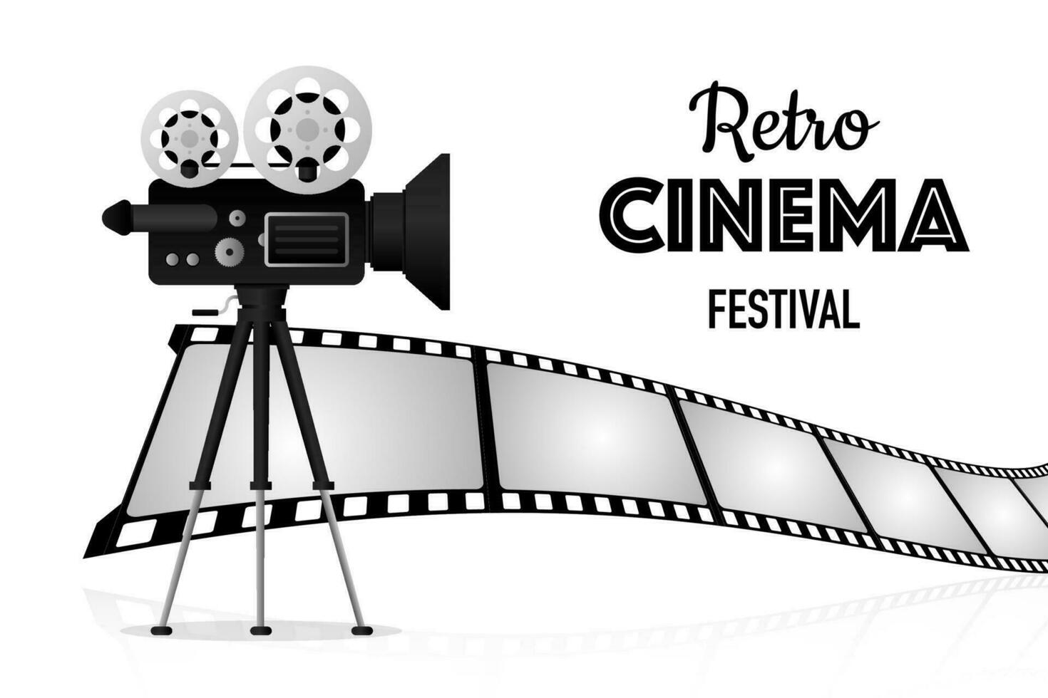 film projecteur, rétro cinéma. cinématographie festival. film temps. vecteur illustration.