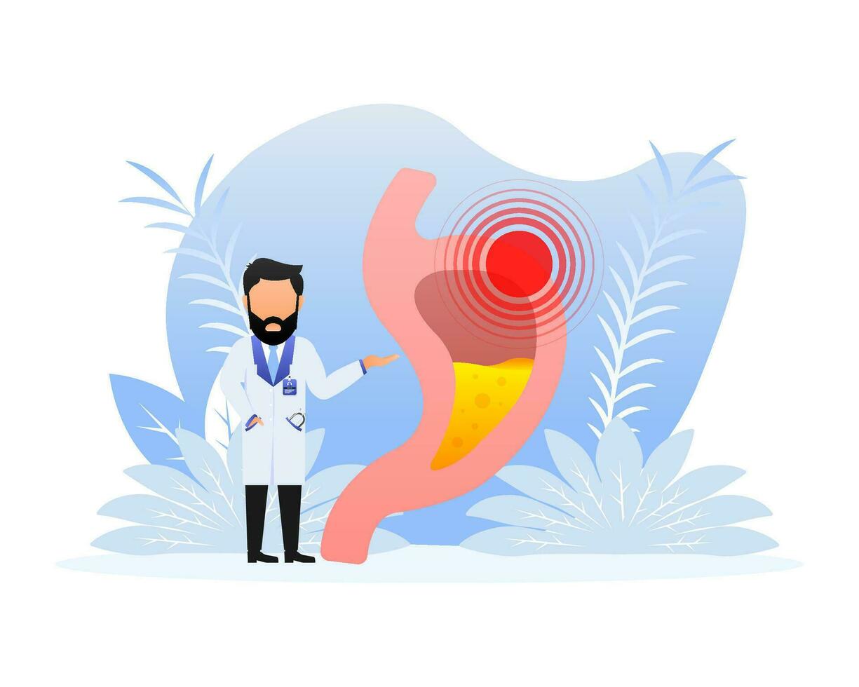 Humain estomac. en bonne santé et mauvais pour la santé. digestif système anatomie. vecteur Stock illustration.