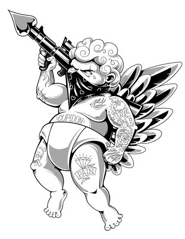 Cupidon tatoué vectoriel