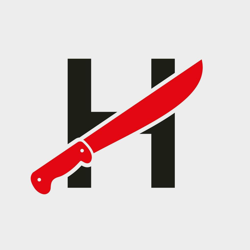lettre h couteau logo conception vecteur modèle couteau symbole avec alphabet
